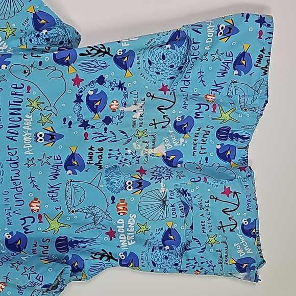 Disney Finding Dory large blue scrub top - Picture 3 of 5